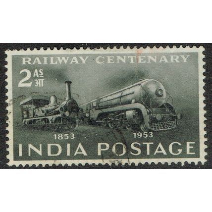 India 1953 Centenary of Indian Railways 2a Black SG343 FU
