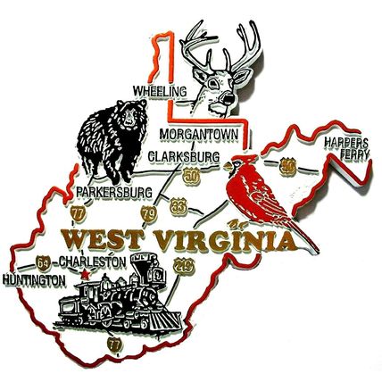 West Virginia Road Map Fridge Magnet
