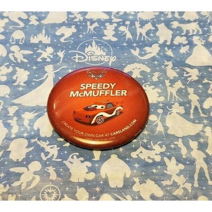 DISNEYLAND PARK CARS LAND SPEEDY MC MUFFLER RED CARS BUTTON~NEW~PIN ON BUTTON