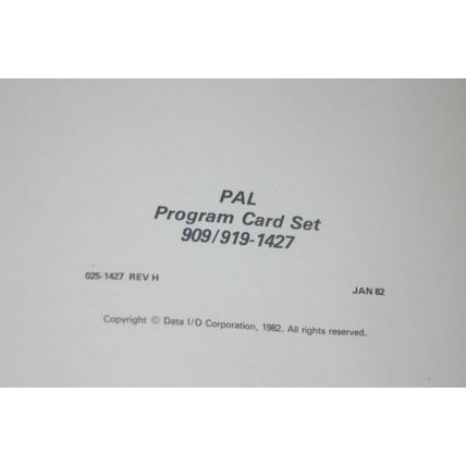 Data IO I/O PAL Program Card Set 909/919-1427 025-1427 H 1982