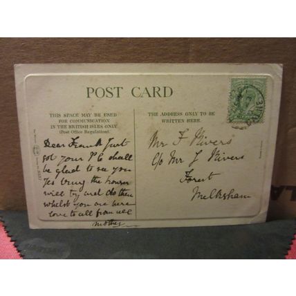 MISS HILDA HANBURY. actress. used antique postcard 1910 postmark /