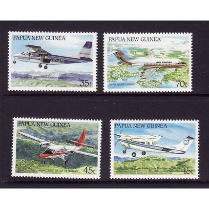 PAPUA NEW GUINEA 1987 AVIATION SET 4 VAL UM MINT