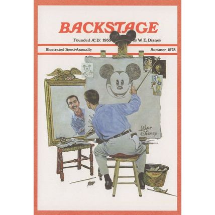 Walt Disney Self Portrait 1978 Backstage Magazine Cover Postcard
