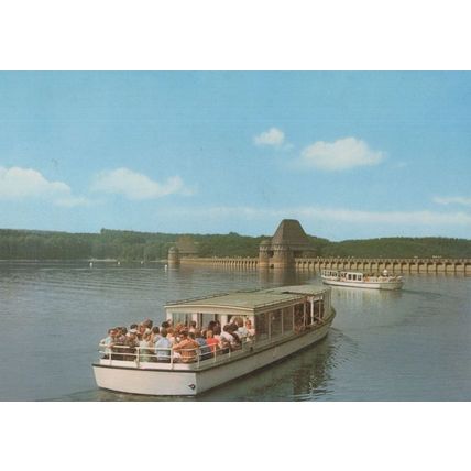 Guided Boat Trip at Der Mohnensee Reservoir German Postcard