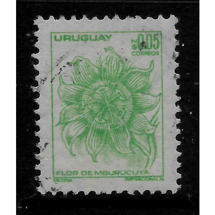 URUGUAY 1976 5c GREEN PASSION FLOWER SG 1640 FINE USED#