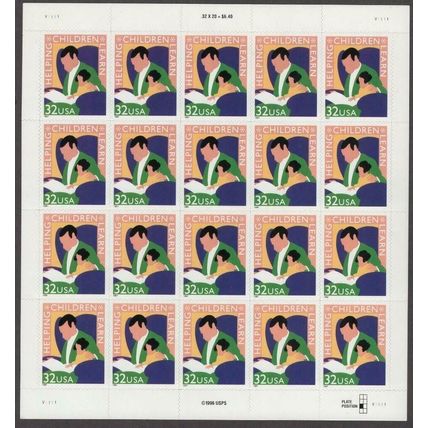 Helping Children Learn Sheet of Twenty 32 Cent Postage Stamps Scott 3125
