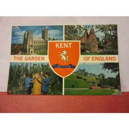multiview, KENT county GARDEN OF ENGLAND used vintage postcard 1970 postmark =
