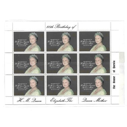 St Helena.80th Birthday Queen Elizabeth Queen Mother Sheet of 9.UM/Mint.Mar24