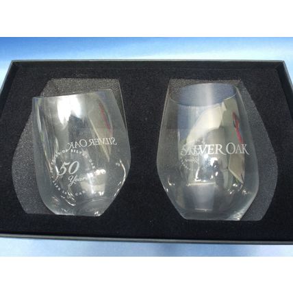 50th Anniversary Silver Oak Winery Crystal Wine Glasses Napa Valley California