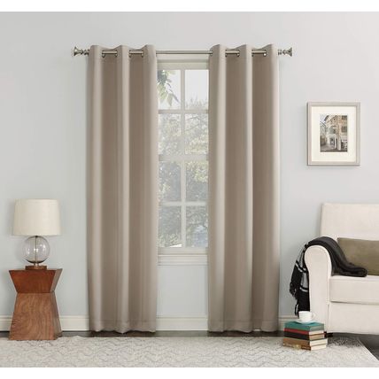 Sun Zero Easton Energy Saving Blackout Curtain-40"W x 108"L (1 Panel)-Stone-NEW