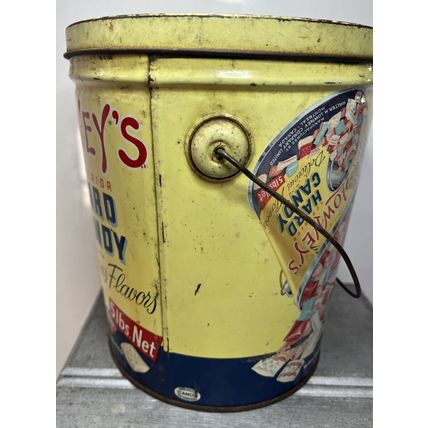 LOWNEY’S Superior HARD CANDY Tin Advertising Bucket EMPTY Collectible Tin Decor