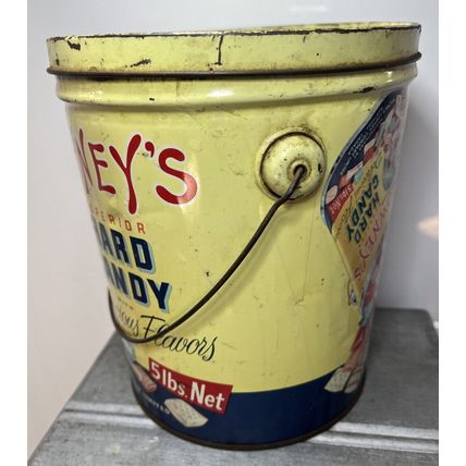 LOWNEY’S Superior HARD CANDY Tin Advertising Bucket EMPTY Collectible Tin Decor