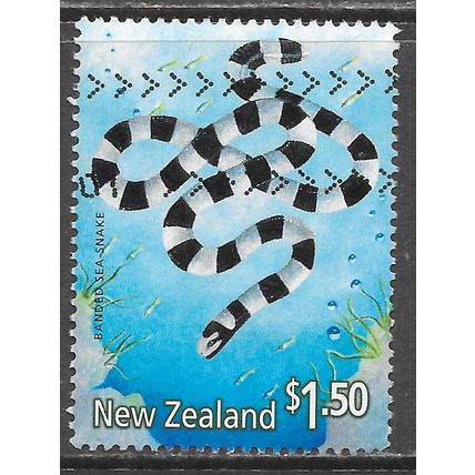 NZ NEW ZEALAND 1990 BANDED SEA SNAKE MARINE LIFE $1.50 USED