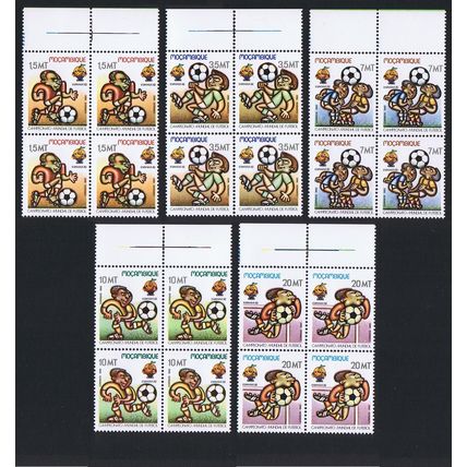 Mozambique World Cup Football Championship 5v Blocks of 4 1982 MNH