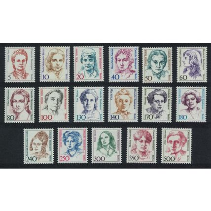 Berlin Famous German Women Definitives 17v 1986 MNH SG#B732-B748