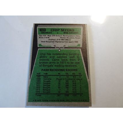 1975 Topps Football Card # 141 Chip Myers VG-Ex (4) Cincinnati Bengals