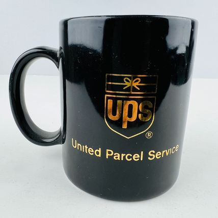 United Parcel Service UPS Vintage Shield Logo Coffee Mug Black & Gold