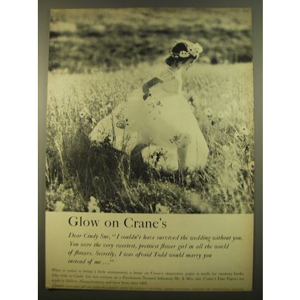 1961 Crane's Paper Ad - Glow on Crane's