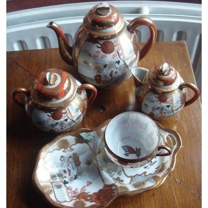 Antique Victorian JAPANESE TEA SET 1800s early 1900s Japan Oriental vintage