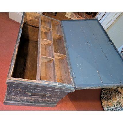 Antique 19th century WOODEN TOOL BOX craftsman Suffolk vintage furniture chest