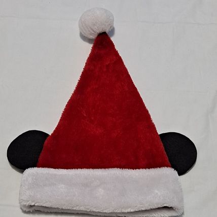 Mickey MOUSE SANTA HAT Ears Polka Dot Bow 21" Christmas Holiday Adult Cap