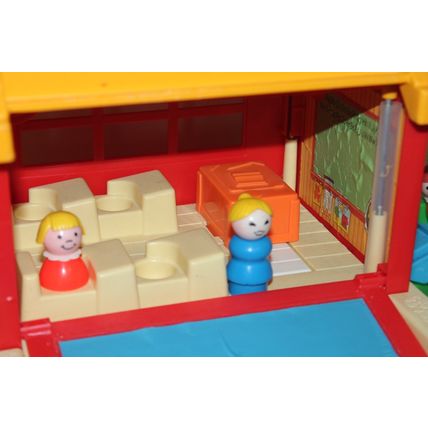 VTG Fisher Price Little People School House Playground Bus 80s Toys 2550 Set