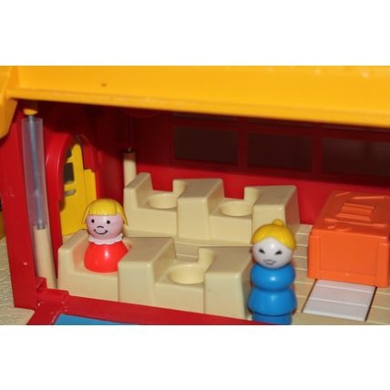 VTG Fisher Price Little People School House Playground Bus 80s Toys 2550 Set