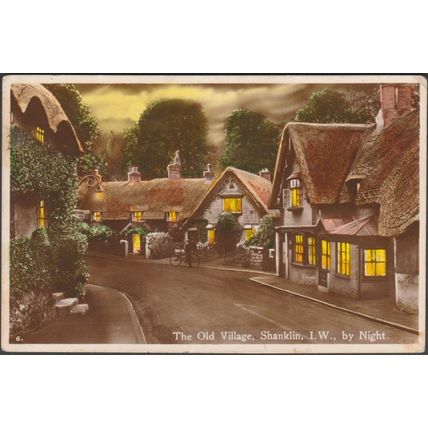 The Old Village by Night, Shanklin, Isle of Wight, 1938 - Nigh RP Postcard