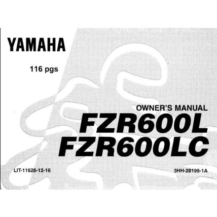 YAMAHA FZR600L FZR600LC OWNERS MANUAL MOTORCYCLE 110 PAGES IN ENGLISH