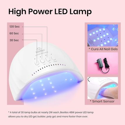Beetles Gel Nail Polish Kit with Uv Light 48W Led Nail Lamp 6 Colors Nude Gray P