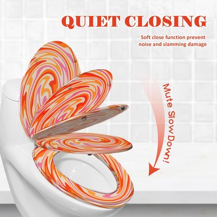 Elongated Toilet Seat Silver Resin Slow Quiet Close with Quick-Release Hinges Ea