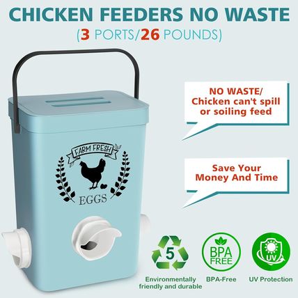 Chicken Feeder and Chicken Waterer Set (3 Gallon/26 Pounds) - Hanging Automatic