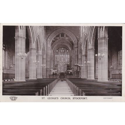 EC837 STOCKPORT - ST GEORGES CHURCH INTERIOR . R/P POSTCARD