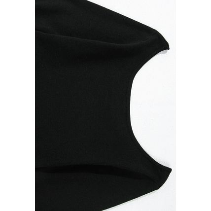 Black Ribbed Knit Long Sleeve Scoop Neck Peplum Patchwork Top