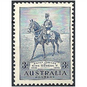 Australia 1935 SG157 3d Blue Silver Jubilee Mounted Mint . .