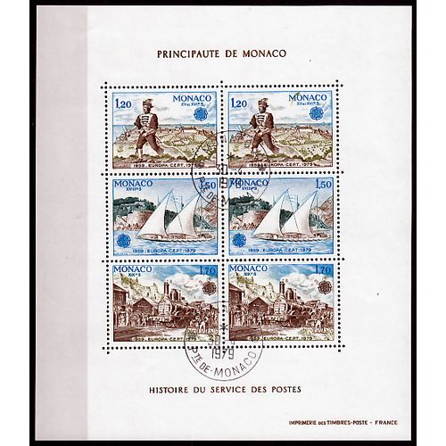 Monaco blok Europa Cept 1979 gestempeld