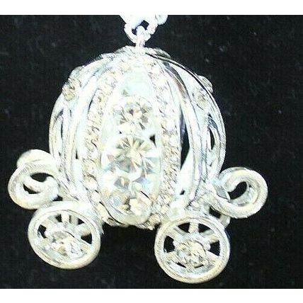 Silver Toned Pumpkin Carriage Bridal Charm Studded with Diamantes