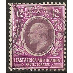 East Africa & Uganda Prot 1907 SG38 12c Dull & Bright Purple Fine Used .