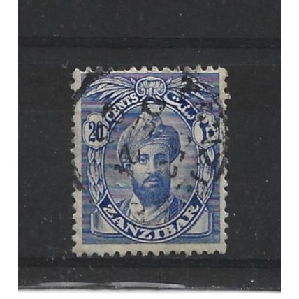 Zanzibar.SG306 20c Sultan Khalifa bin Harub (Bright Blue).Fine Used.Jul24b