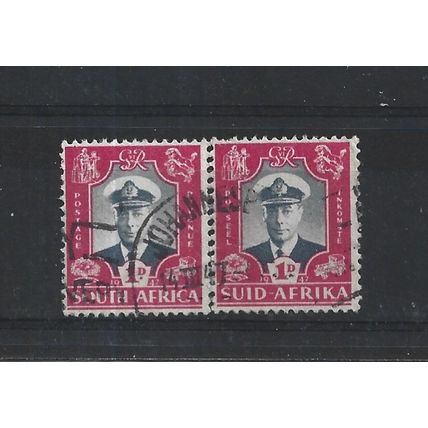 SouthAfrica.SG111 1d King George VI Pair.Fine Used.Aug25b