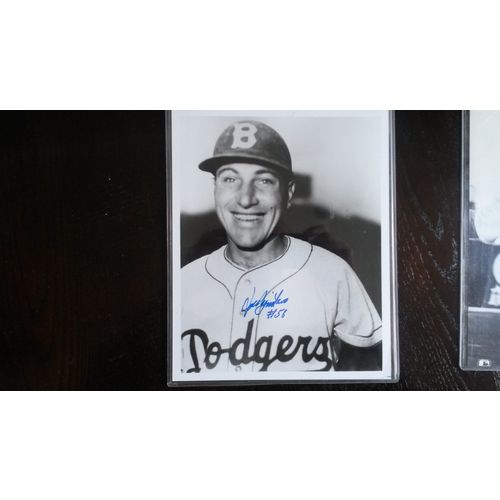 (4) Autographed Brooklyn Dodgers 8x10" Photos (1) Eagle Press Score Card