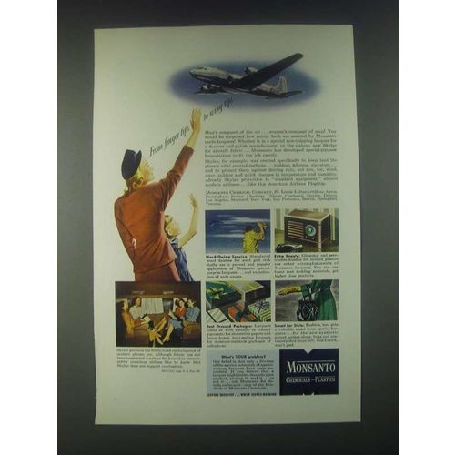 1946 Monsanto Chemicals Skylac Ad - From Finger Tips to Wing Tips