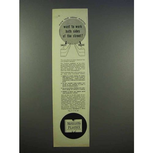 1946 Monsanto Plastics Ad - Work Both Sides of Street