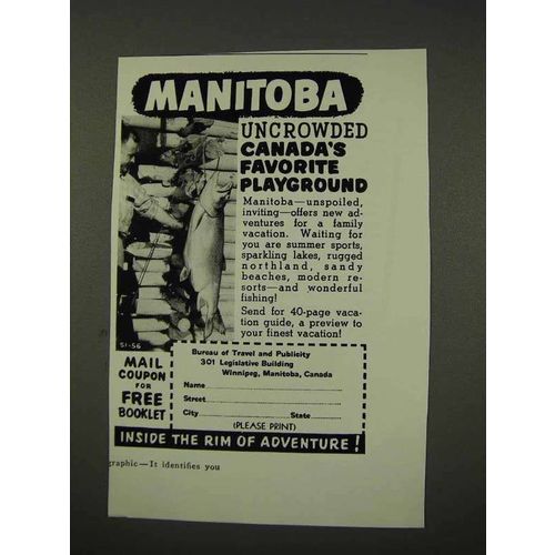1956 Manitoba Canada Tourism Ad - Favorite Playground