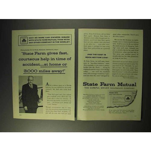 1956 State Farm Insurance Ad - Fast, Courteous Help