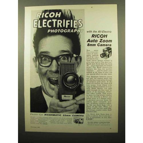 1961 Ricoh Auto Zoom 8mm Movie Camera Ad - Electrifies