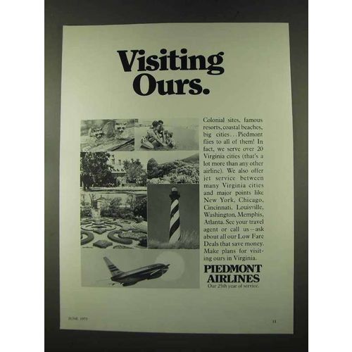 1973 Piedmont Airlines Ad - Visiting Ours