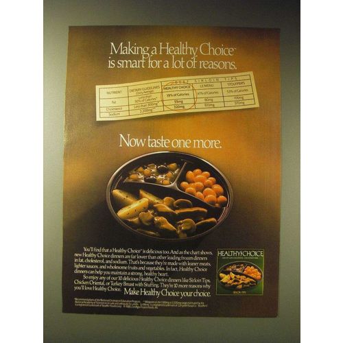 1989 Healthy Choice Dinner Ad - smart for a lot of reasons