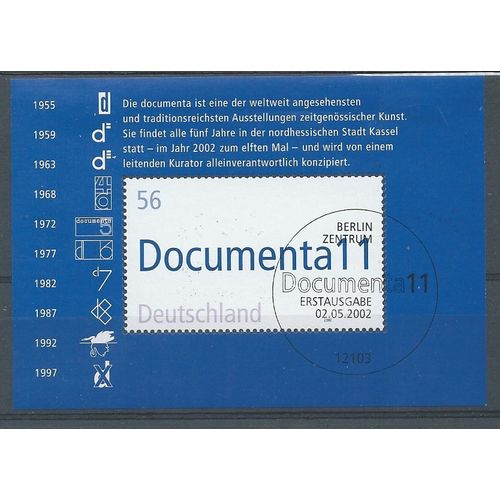 GER 2002 '11TH DOCUMENT MODERN ART' M/S' FINE USED (EBID 51-166XL)