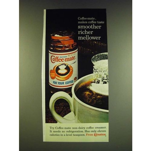 1966 Carnation Coffee-Mate Ad - makes coffee taste smoother richer